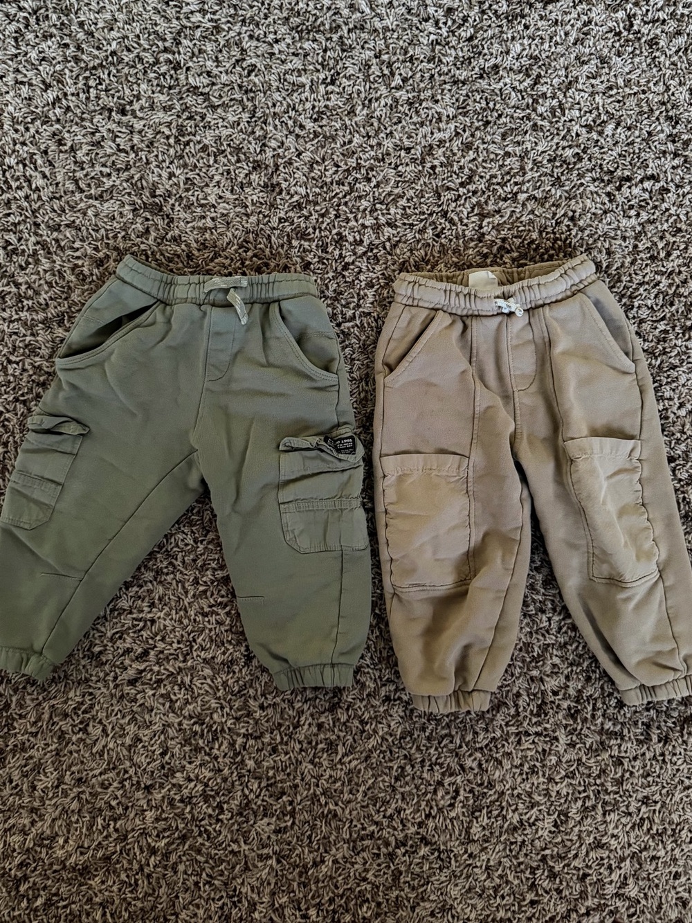 Zara Olive & Khaki Cargo Sweatpants - Set of 2 (2 years)